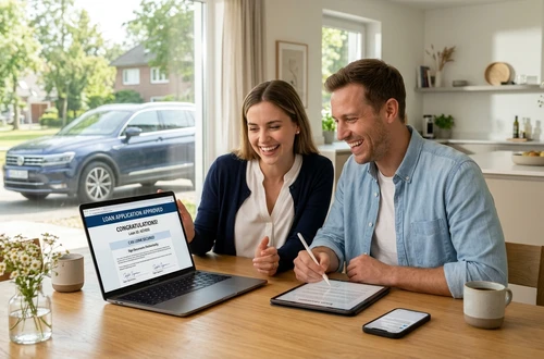 Happy customer receiving car keys